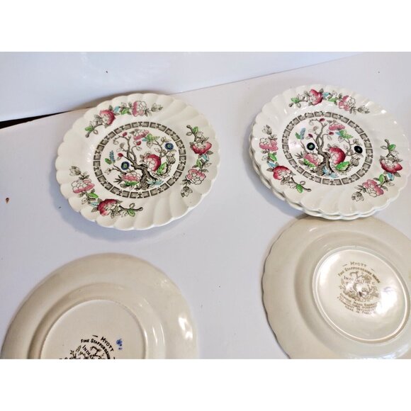 Vintage Myott Hand Engraved Nappies/Dessert Plates Indian Tree 1950's (set of 4) - Picture 9 of 14
